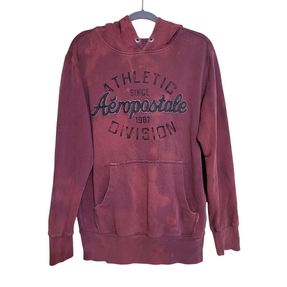 VTG Y2K Aeropostale Hoodie Sz‎ S Grunge Maroon Pullover Worn in Look Comfy